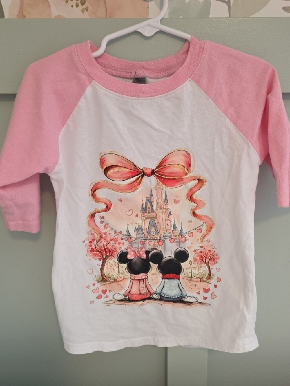 Disney custom small shop mickey minnie 3/4 sleeves shirt top Castle